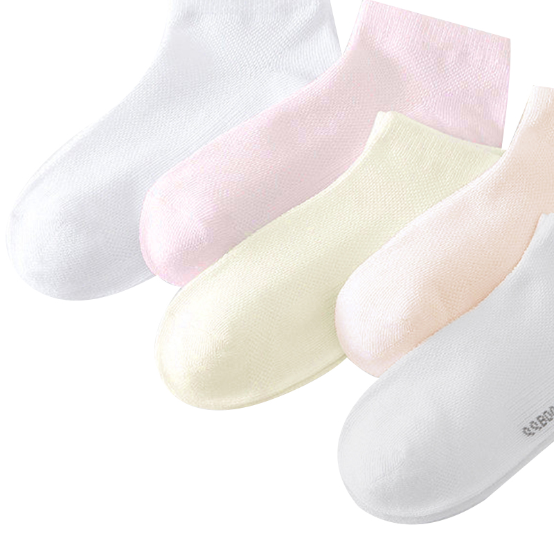 Классические однотонные повседневные детские носки до щиколотки из гребенчатой хлопковой сетки