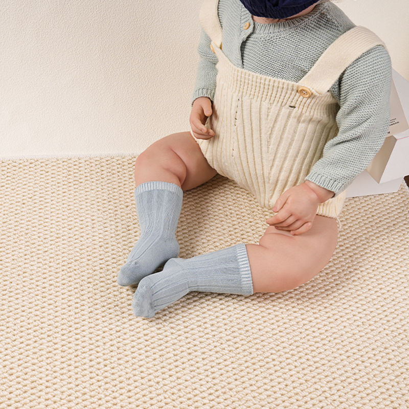 Однотонные классические хлопковые носки унисекс для малышей до середины икры