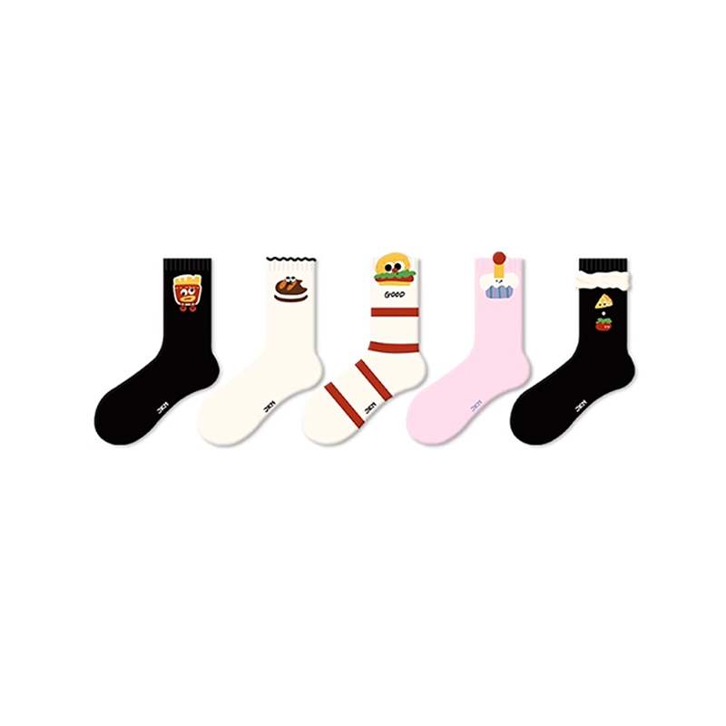 Милые женские носки с мультяшным узором в виде еды