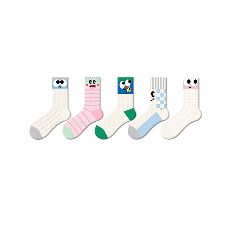 Милые женские носки с рисунком в виде мультяшной сетки до середины икры