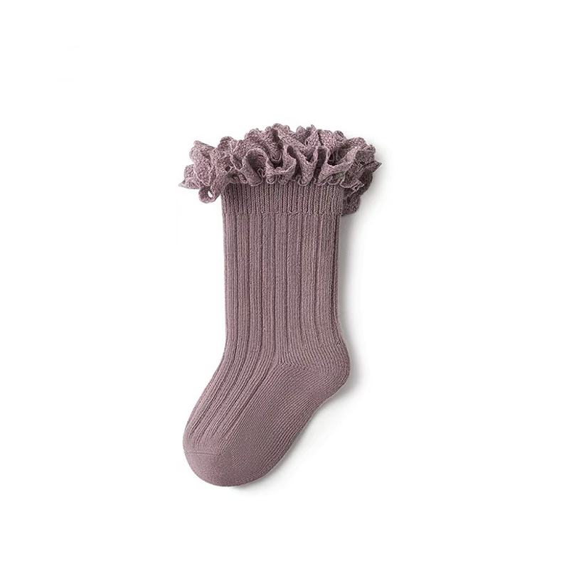 Набор из 6 хлопковых носков в рубчик для маленьких девочек с оборками и рюшами